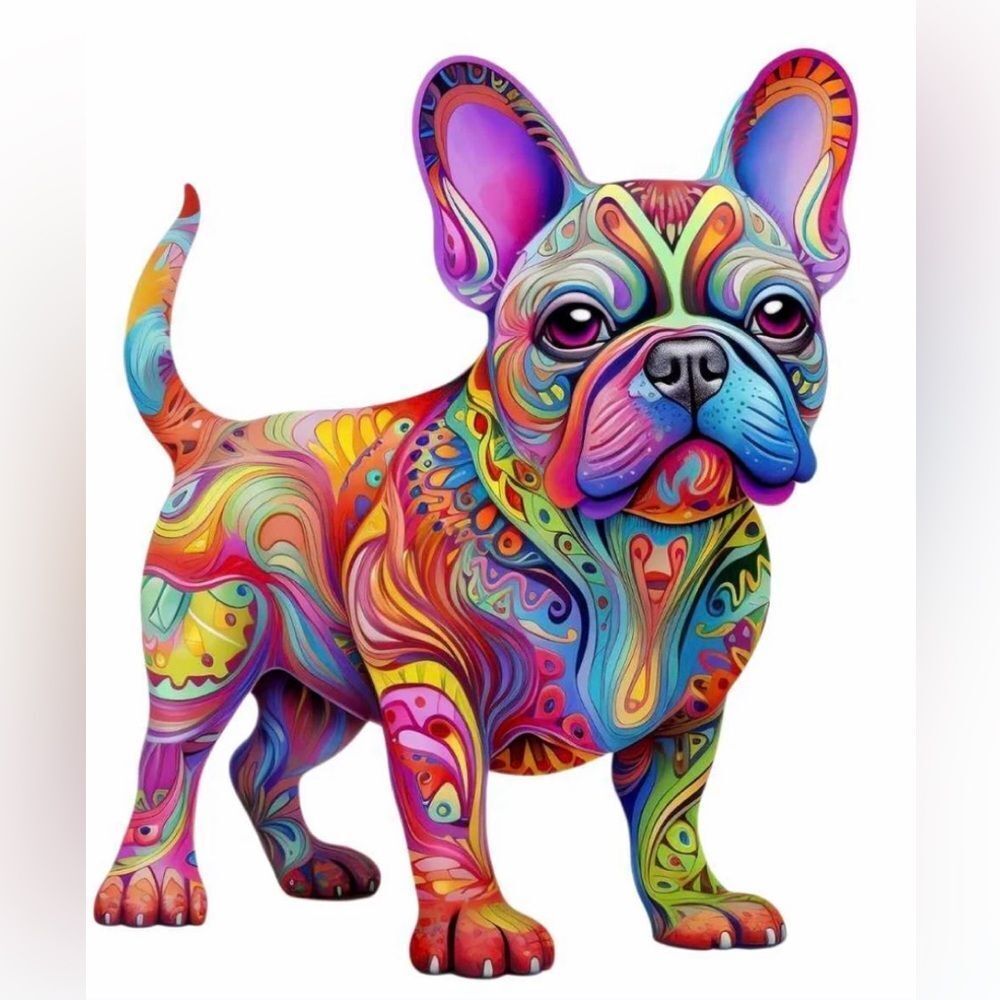 Colorful French Bulldog Premier Wooden Puzzle